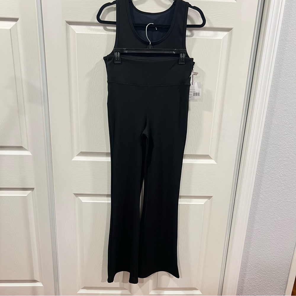 Marika Cycle House 2 Piece Matching Workout Set Black Flared Pant Crop Top NWT